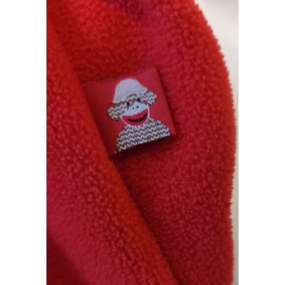 Nick & Nora Footie Fleece Red Pajamas Size Large SOCK MONKEY Zip Up Footed PJs - Picture 12 of 16